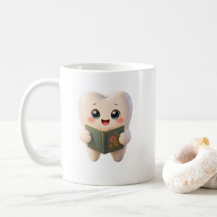 Mug de livre de lecture de caractère de dent migno
