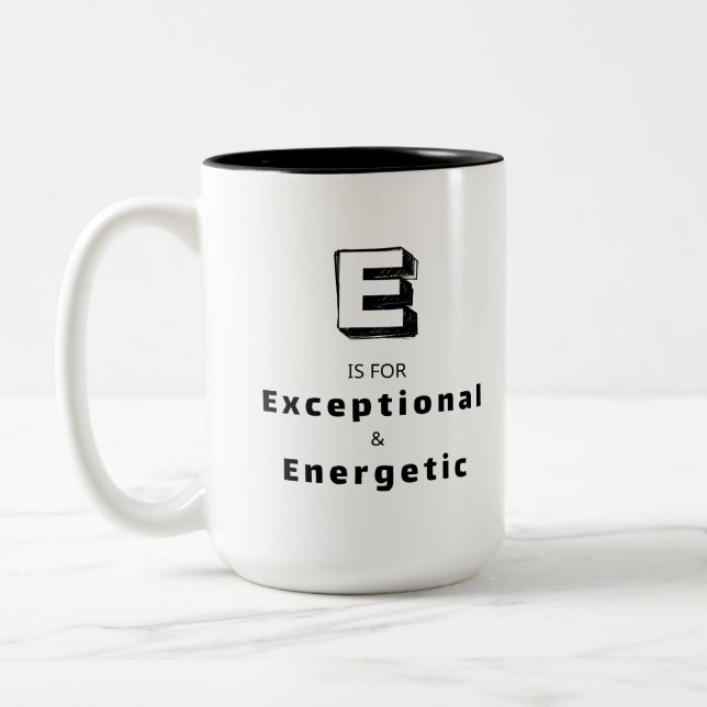 Mug de luxe personnalisé E - Éloge Exceptionnel (Gauche)