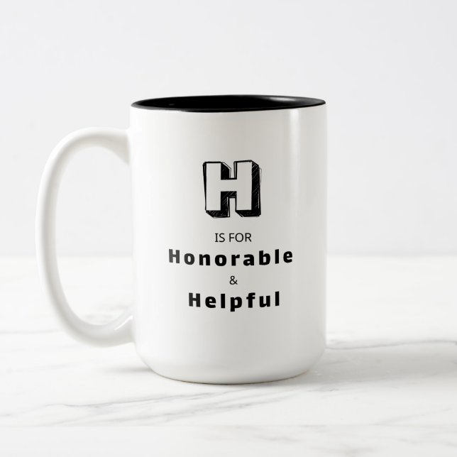 Mug de luxe personnalisé H - Éloge Honorable (Gauche)