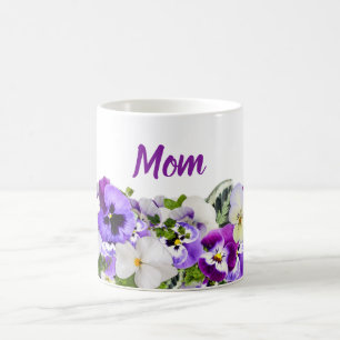 Mug de maman personnalisée aux fleurs violettes