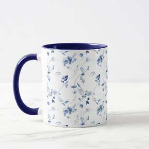 Mug de mariage à fleurs bleu poussiéreux