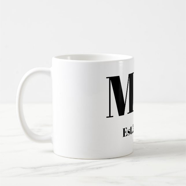 Mug de mariage à monogramme cursif élégant M & K (Gauche)