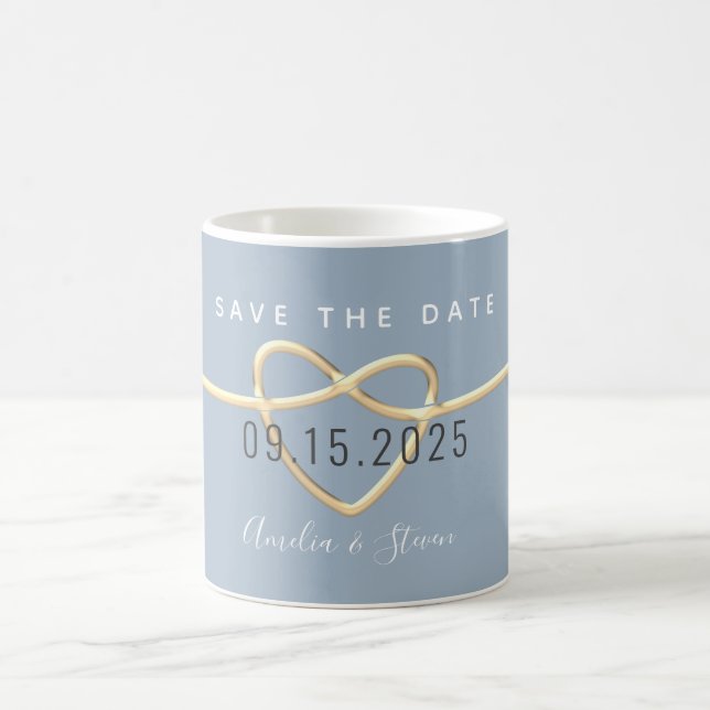 Mug de mariage Dusty Blue Save The Date Café (Centre)