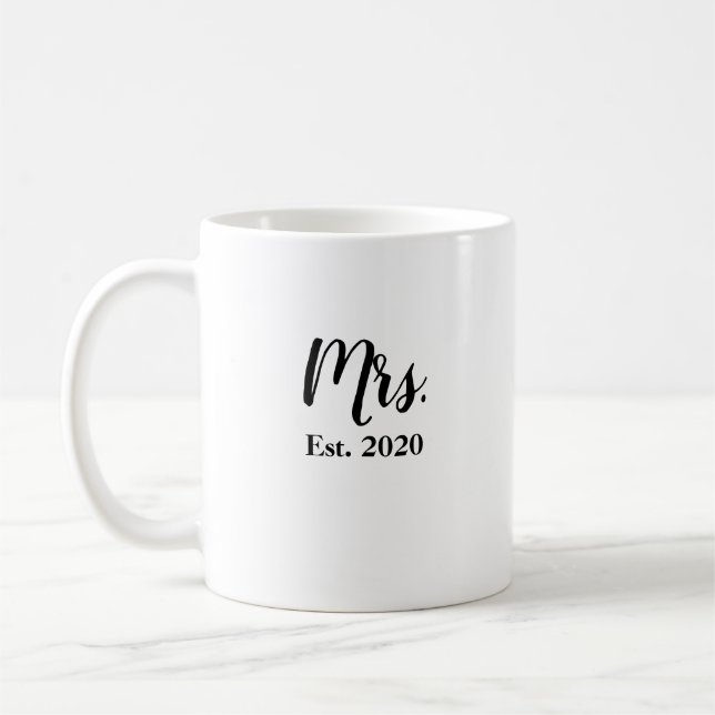 Mug de mariage Mme Mariée Établie 2020 (Gauche)