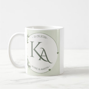 Mug de mariage personnalisé Initiales KA & Date