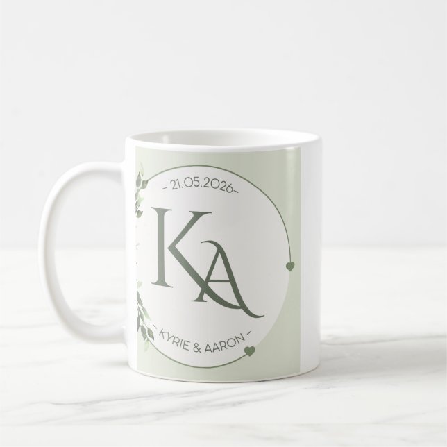 Mug de mariage personnalisé  Initiales KA & Date   (Gauche)