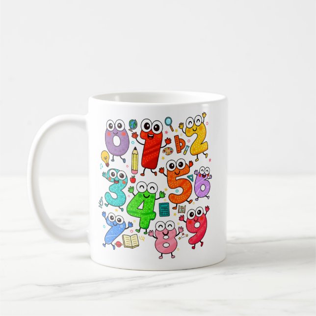 Mug de maths avec chiffres de dessin animé mignon  (Gauche)