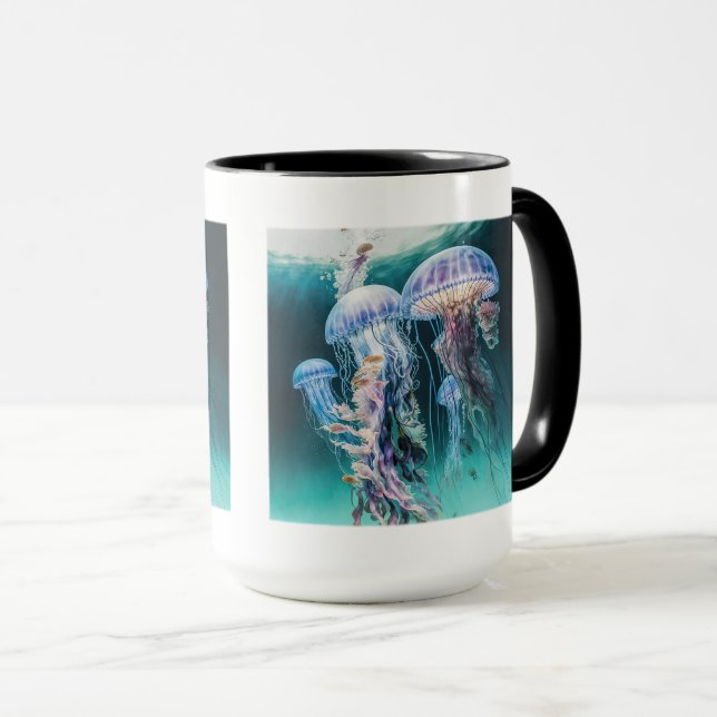 Mug de méduses Combo, 15 oz (Devant droit)