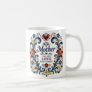 Mug de Mère au Rosemaling Norvégien – Fleur Élégan