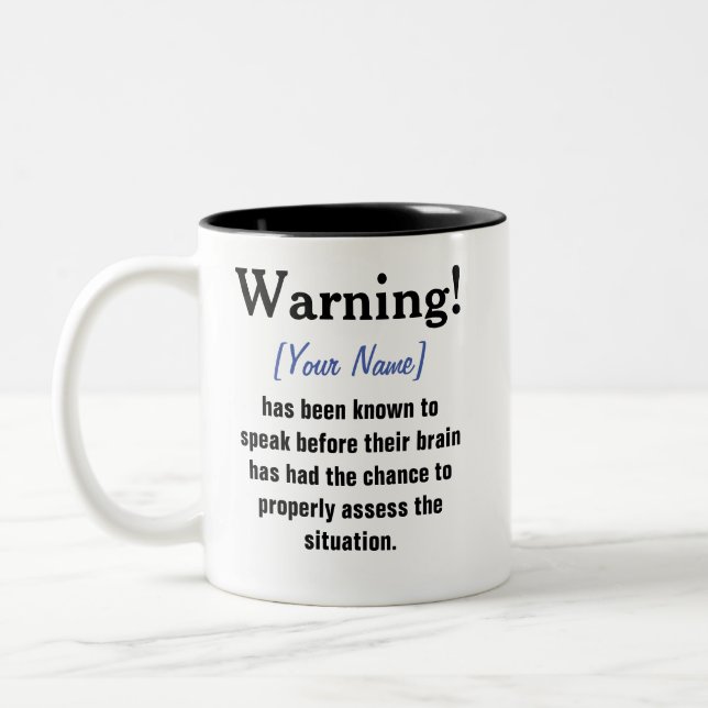 Mug de message d'avertissement personnalisé (Gauche)