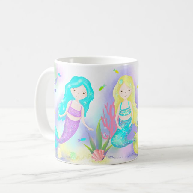 Mug      De mignonnes sirènes sous le néon marin (Devant gauche)