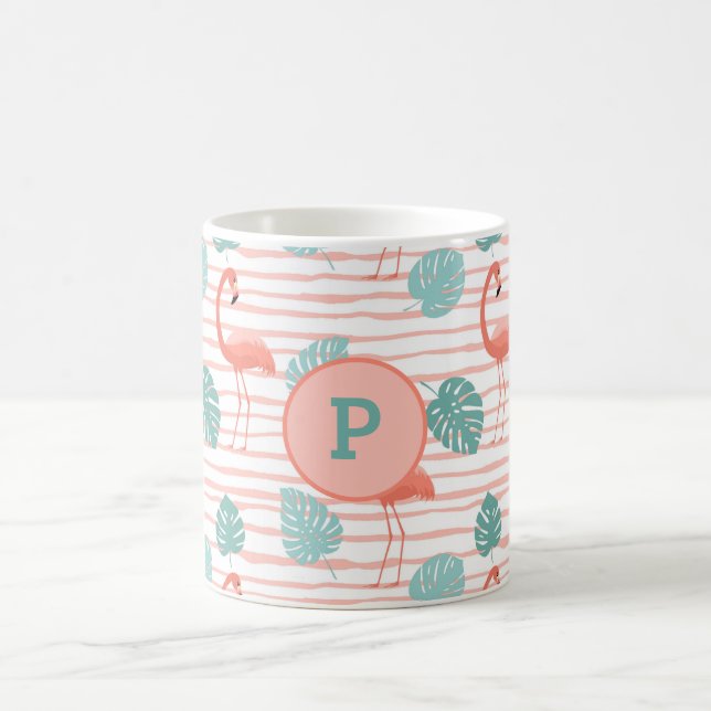 Mug De mignons Flamants roses sur Arrière - plan vert  (Centre)