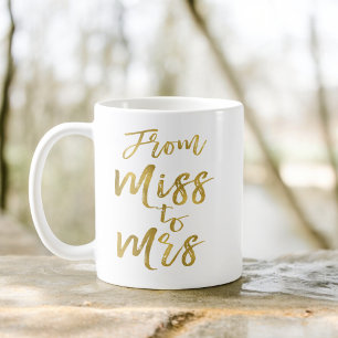 Mug De Miss à Mme Fête des mariées Party Gold Foil