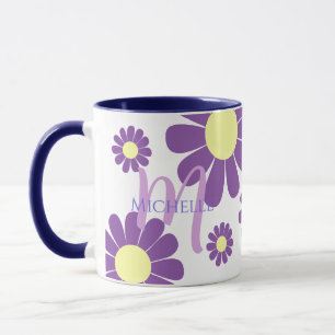 Mug de monogramme mauve marguerite