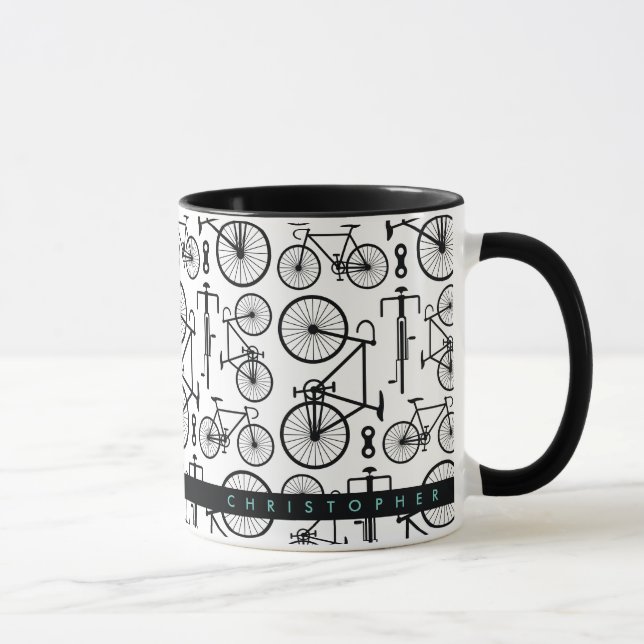 Mug de Motif de vélo noir et blanc moderne (Droite)