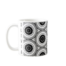 Mug de Motif du Cercle Abstrait noir blanc