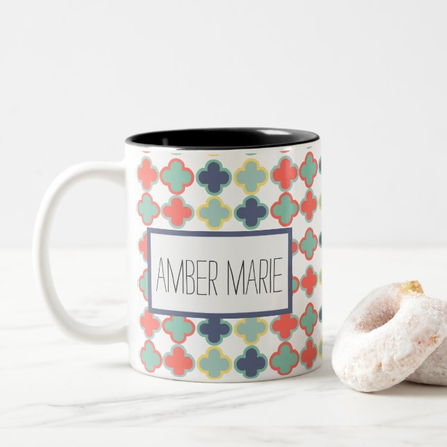 Mug de Motif géométrique Abstrait coloré moderne (Avec donut)