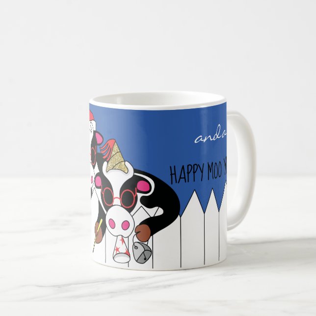Mug de Noël 11 oz. "Bonne Année Moo" (Devant droit)