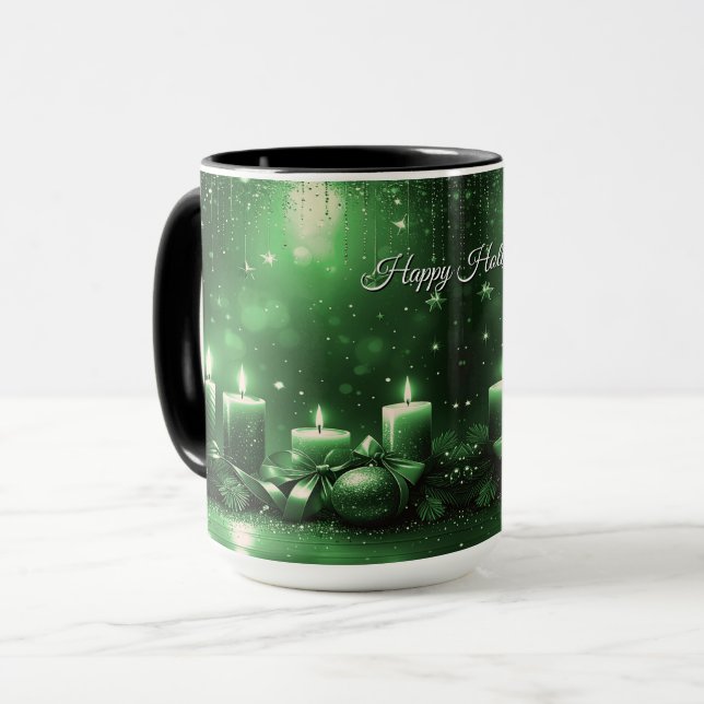 Mug de Noël aux bougies vertes (Devant gauche)