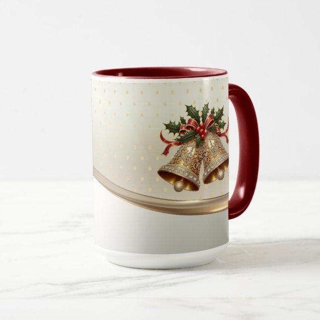 Mug de Noël aux clochettes dorées (Devant droit)