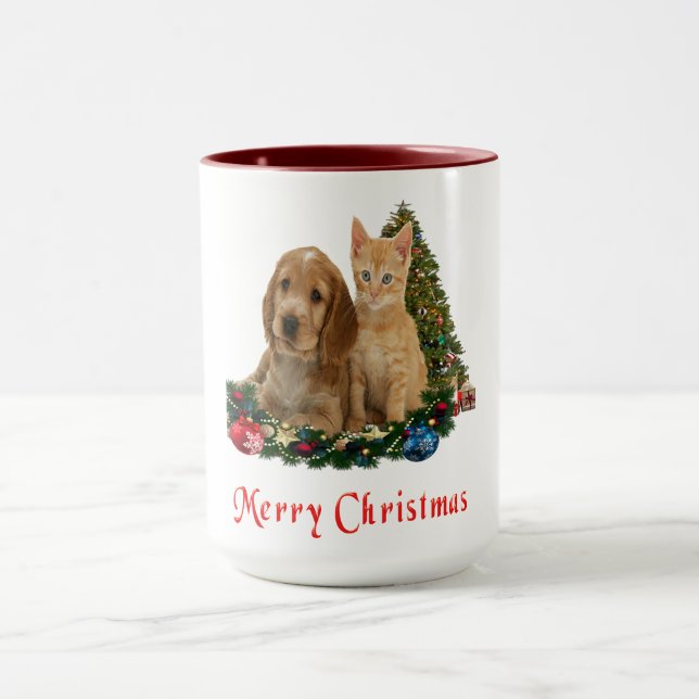 Mug de Noël avec chiots et chatons (Centre)