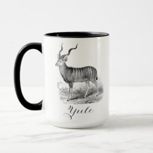 Mug de Noël avec gravure antique de cerf dit Yule.