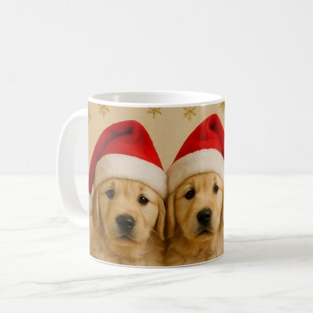 Mug de Noël avec un joli Golden Retriever. (Devant gauche)