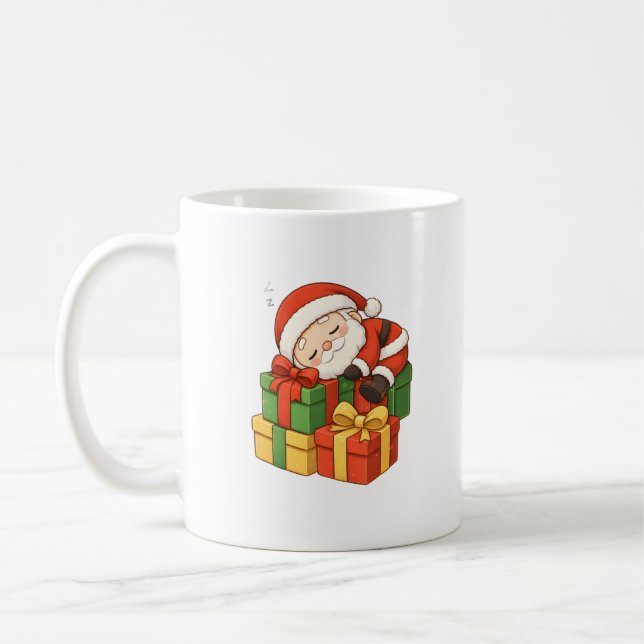 Mug de Noël avec un joli Père Noël endormi (Gauche)