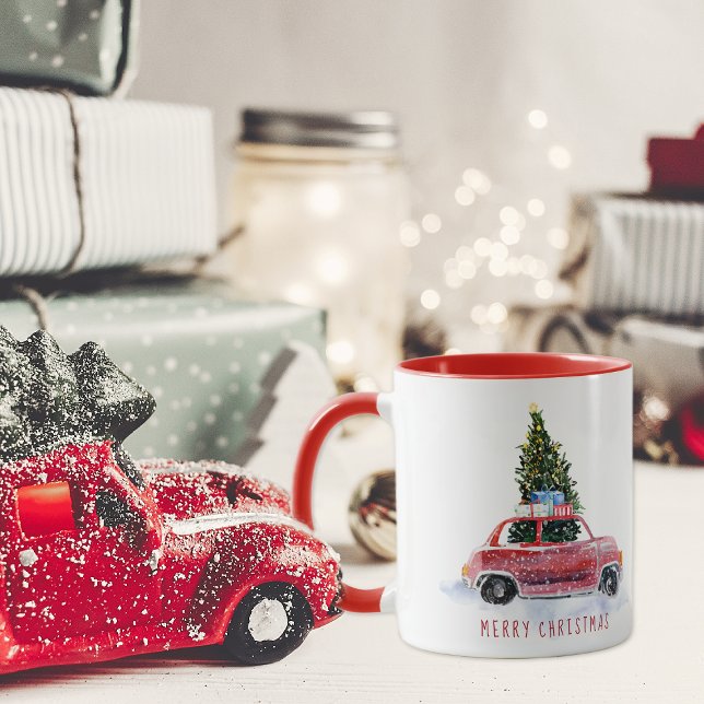Mug de Noël avec voiture rouge vintage (Créateur téléchargé)