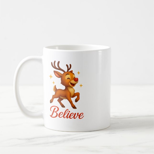 Mug de Noël « Believe » Renne Mignon (Gauche)