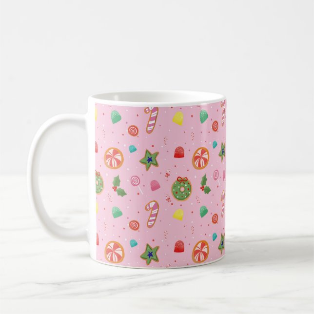 Mug de Noël bonbons rose mignon (Gauche)