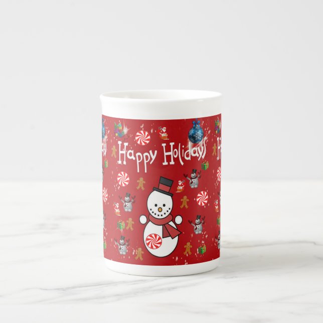Mug de Noël, Bonhomme de neige, Joyeuses Fêtes (Devant)