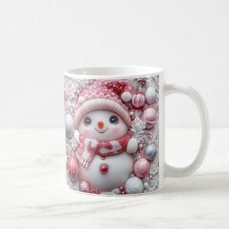 Mug de Noël bonhomme de neige rose mignon | Mug d'