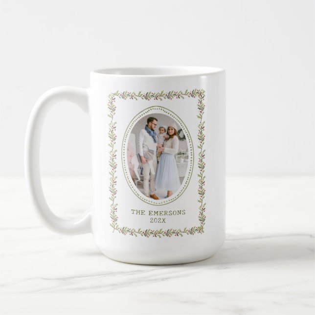 Mug de Noël botanique vert rustique (Gauche)