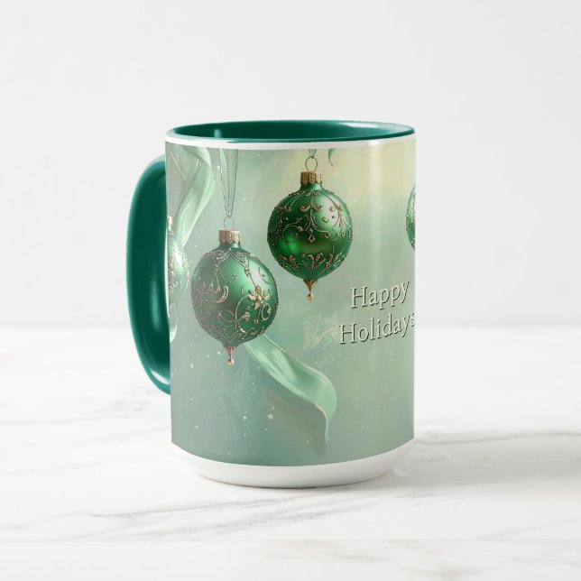 Mug de Noël Boule de Noël Verte (Devant gauche)