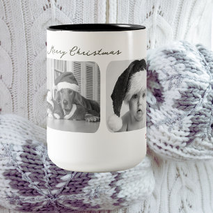Mug de Noël branché   Triple photo moderne personn