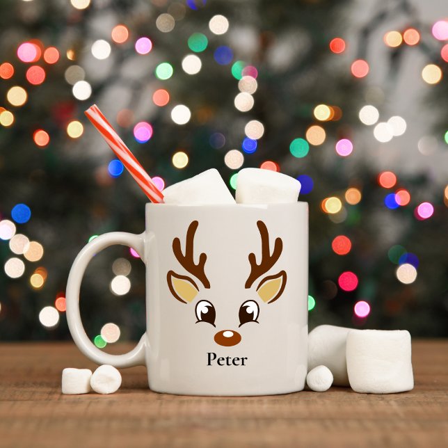 Mug de Noël Brown renne personnalisé (Créateur téléchargé)