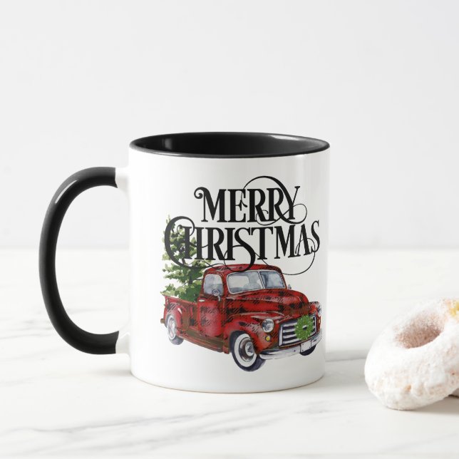 Mug de Noël Camion Rouge (Avec donut)