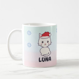 Mug de Noël Chat Blanc Personnalisé