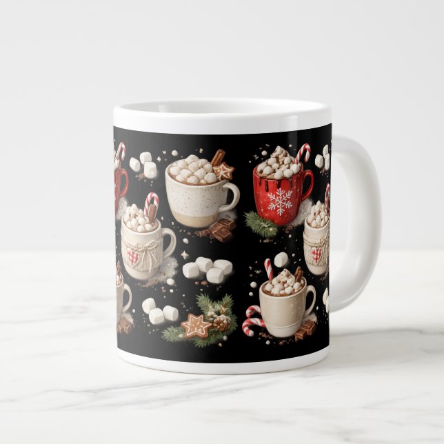 Mug de Noël Chocolat Chaud Noir (Devant droit)