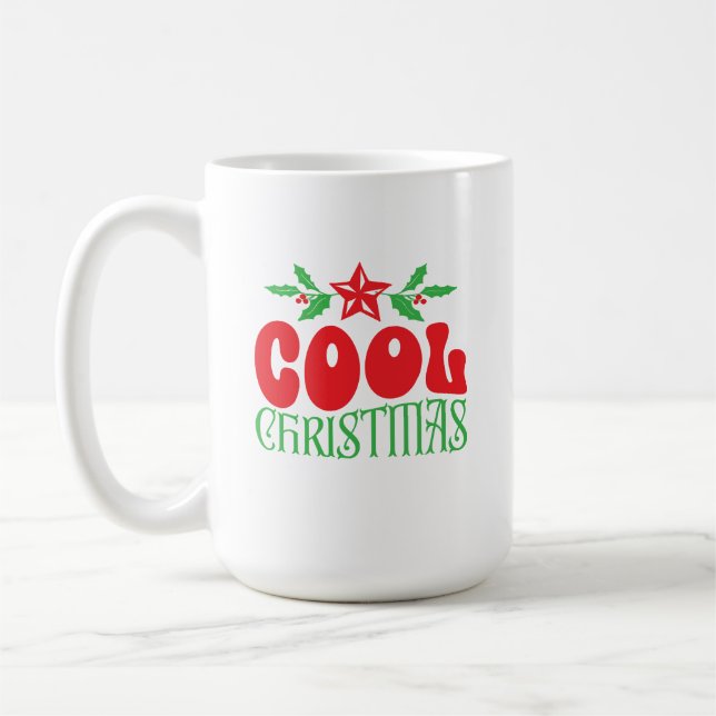 Mug de Noël cool - Retro Holiday Cheval en Rouge & (Gauche)