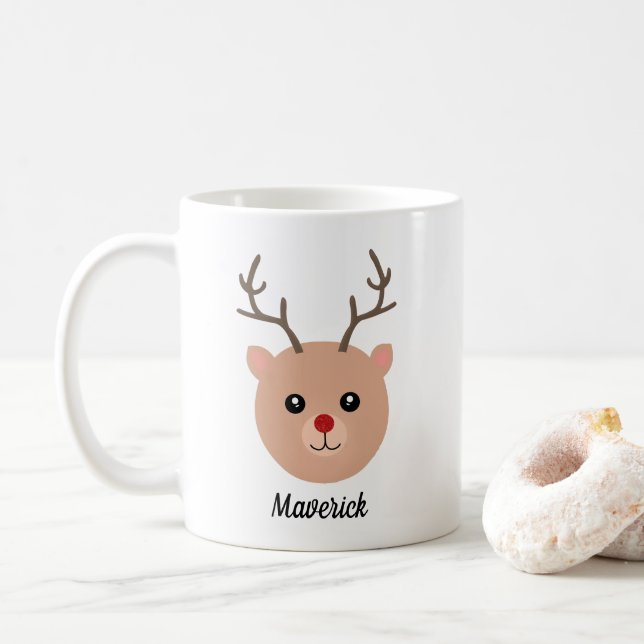 Mug de Noël des rennes à nez rouge (Avec donut)