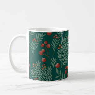Mug de Noël Élégant aux Baies Rouges