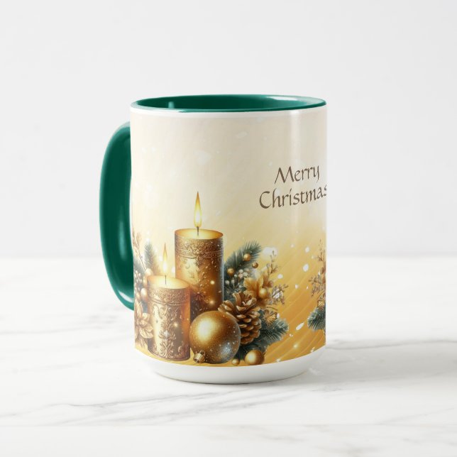 Mug de Noël Fête des bougies dorées (Devant gauche)
