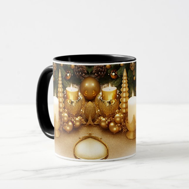 Mug de Noël Fêtes en Or (Devant gauche)