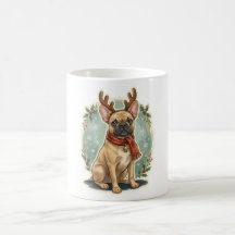 Mug de Noël French Bulldog Rennes bois de cerf