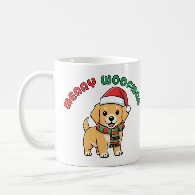 Mug de Noël Golden Retriever : Joyeuses Woofmas (Gauche)