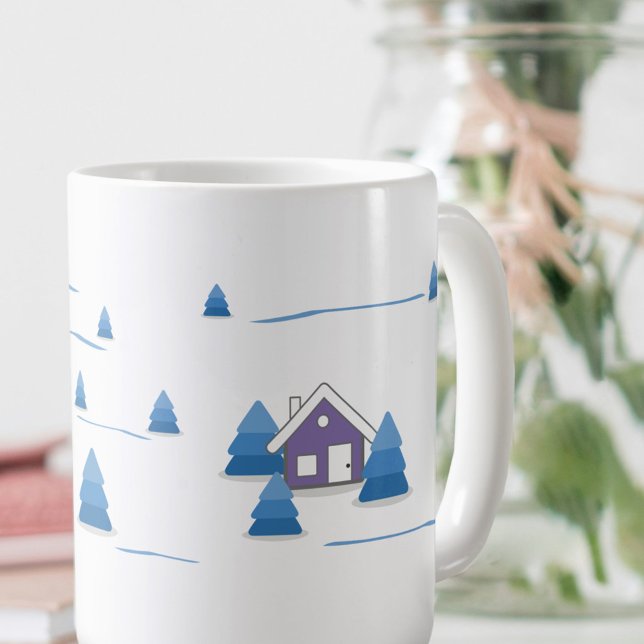 Mug de Noël - Paysage enneigé style aquarelle (Watercolor Snowy Landscape Coffee Mug)