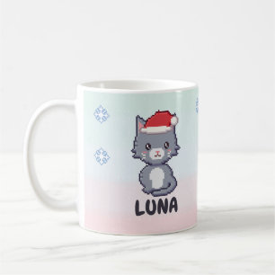 Mug de Noël personnalisé avec chat gris