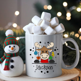 Mug de Noël personnalisé avec rennes pour enfants 
